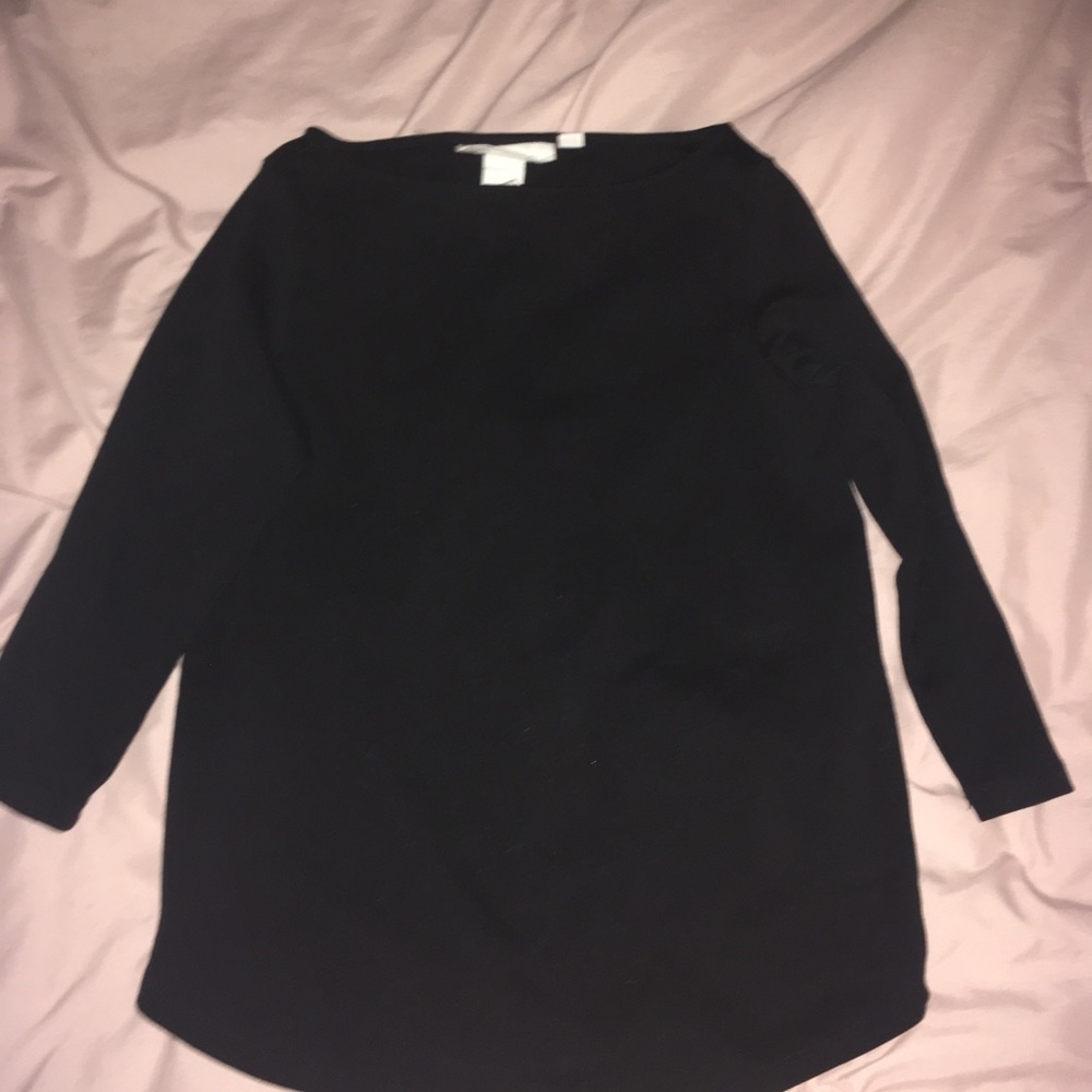 Plain black 3/4 sleeve top